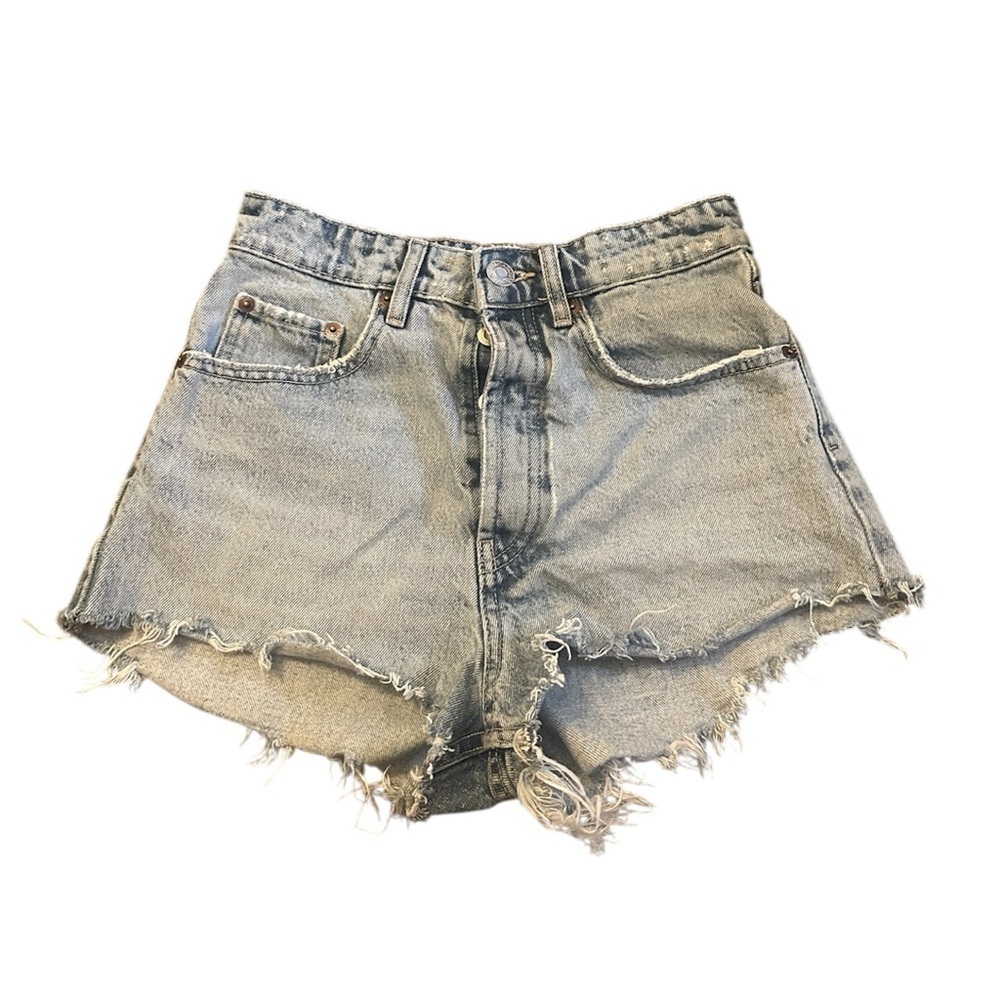 Zara Distressed Denim Jean Shorts Blue size 2